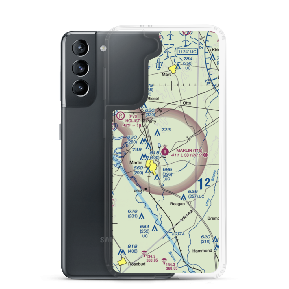 Marlin Airport (T15) VFR Sectional Samsung Case Samsung Galaxy S21 model shown