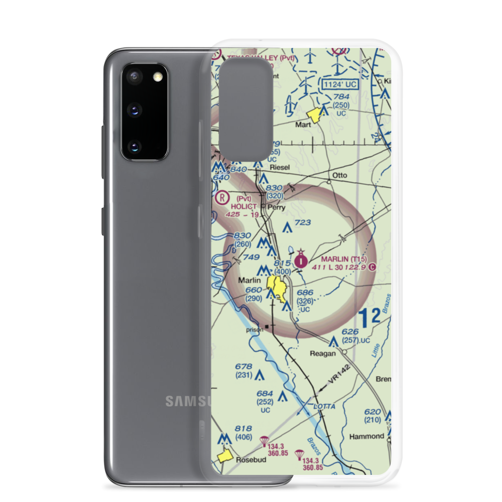 Marlin Airport (T15) VFR Sectional Samsung Case Samsung Galaxy S20 model shown