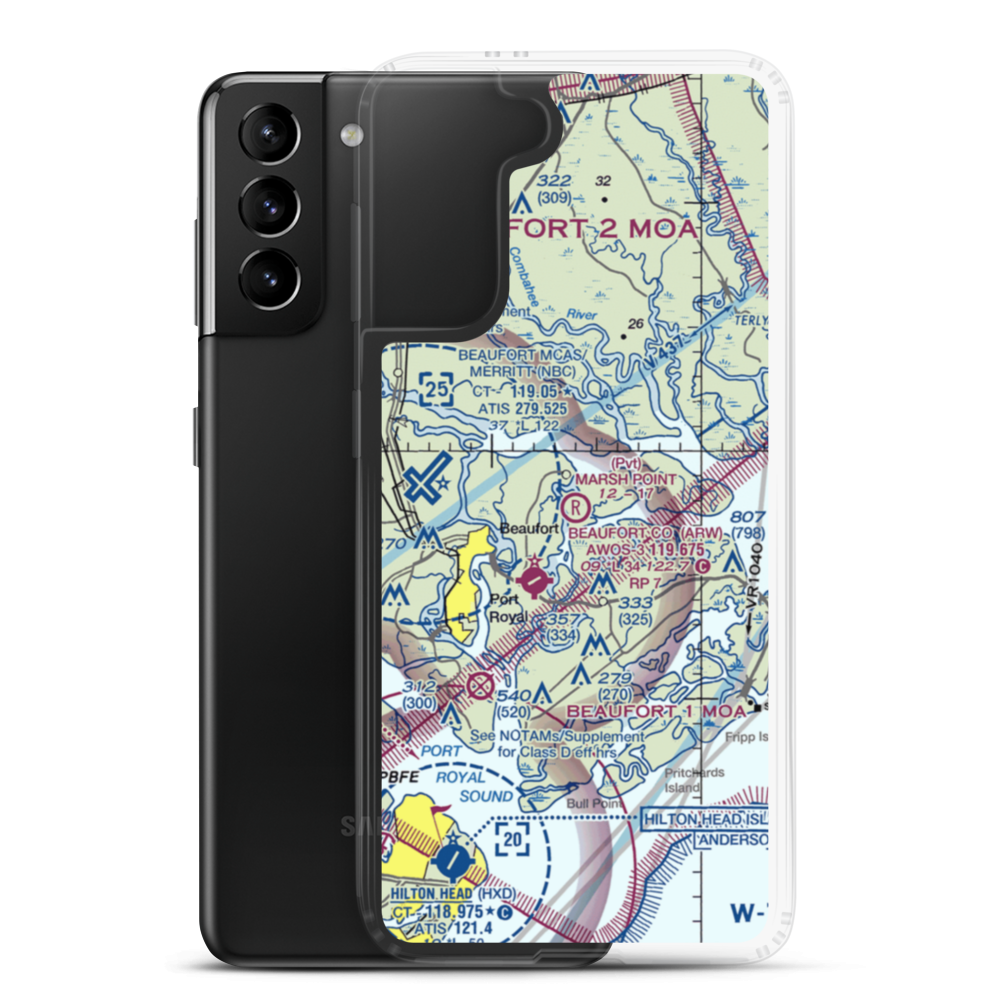 Marsh Point Airport (SC74) VFR Sectional Samsung Case Samsung Galaxy S21 Plus model shown