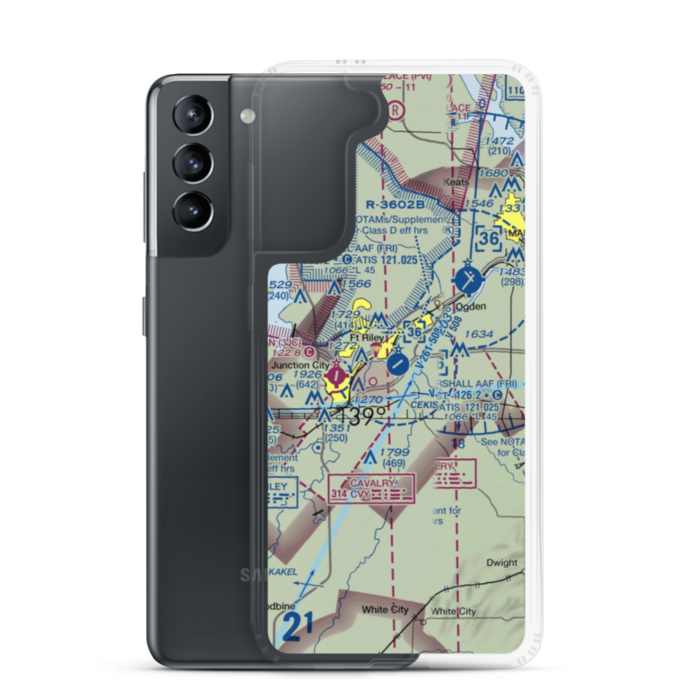 Marshall Army Air Field (FRI) VFR Sectional Samsung Case Samsung Galaxy S21 model shown