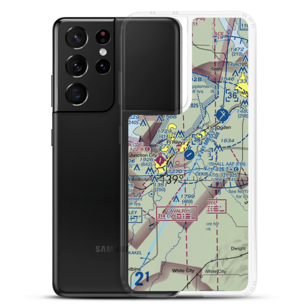 Marshall Army Air Field (FRI) VFR Sectional Samsung Case Samsung Galaxy S21 Ultra model shown