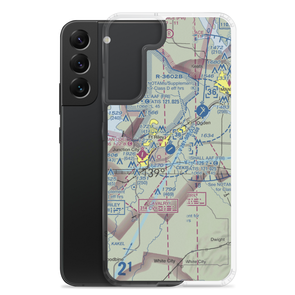 Marshall Army Air Field (FRI) VFR Sectional Samsung Case Samsung Galaxy S22 Plus model shown