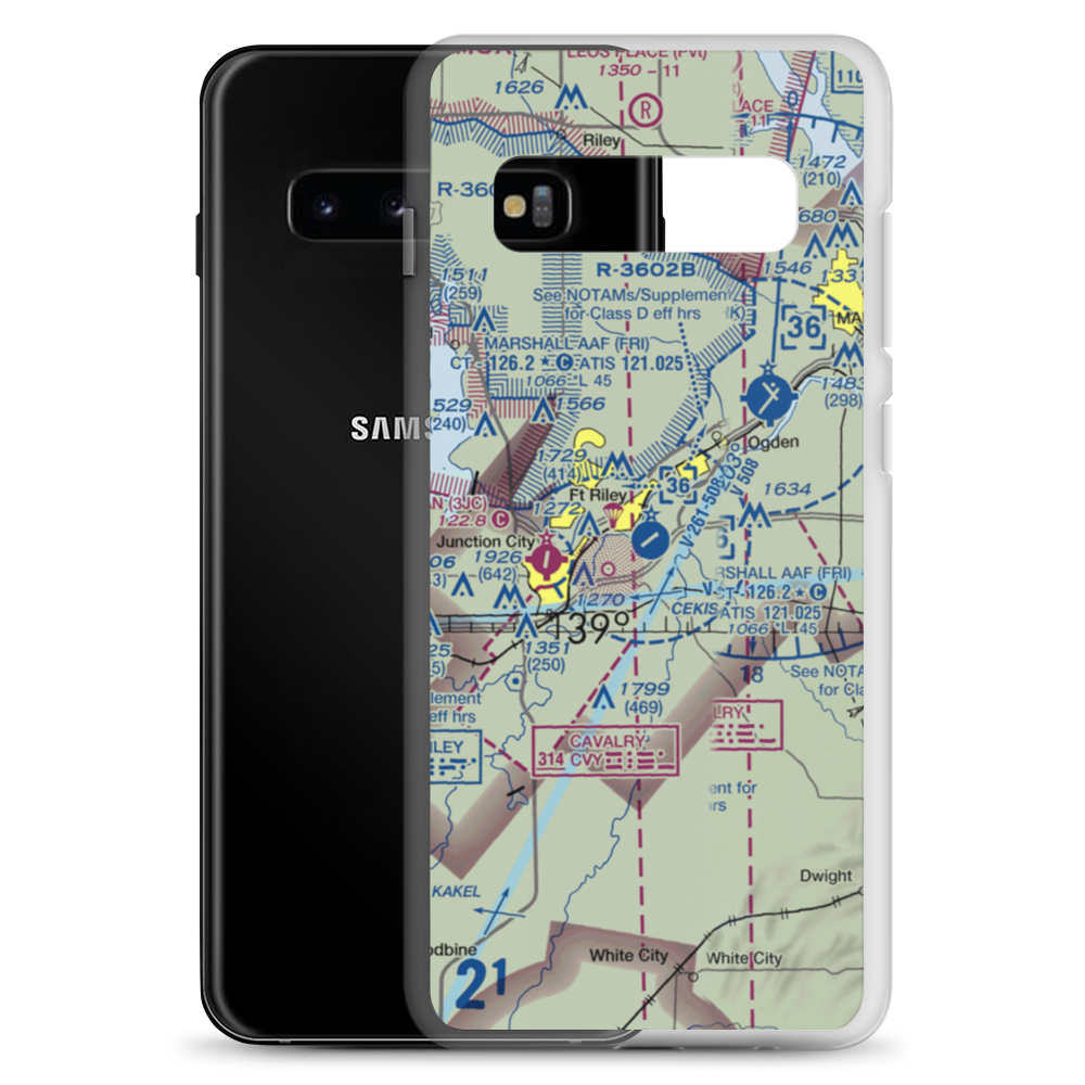 Marshall Army Air Field (FRI) VFR Sectional Samsung Case Samsung Galaxy S10+ model shown