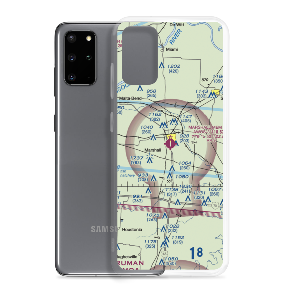 Marshall Memorial Municipal Airport (MHL) VFR Sectional Samsung Case Samsung Galaxy S20 Plus model shown