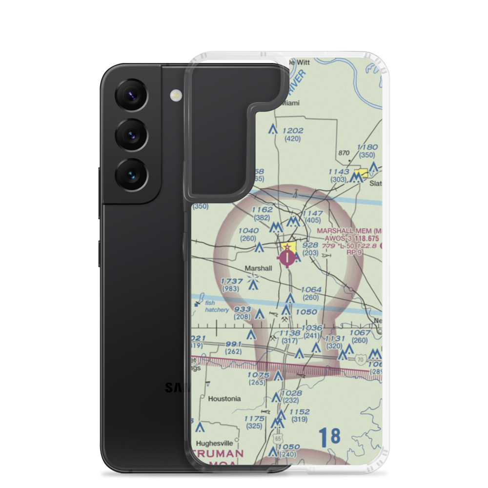Marshall Memorial Municipal Airport (MHL) VFR Sectional Samsung Case Samsung Galaxy S22 model shown