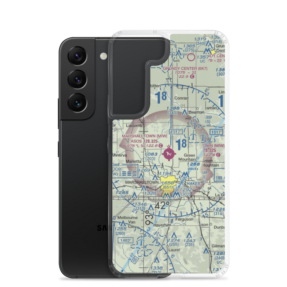 Marshalltown Municipal Airport (MIW) VFR Sectional Samsung Case Samsung Galaxy S22 model shown