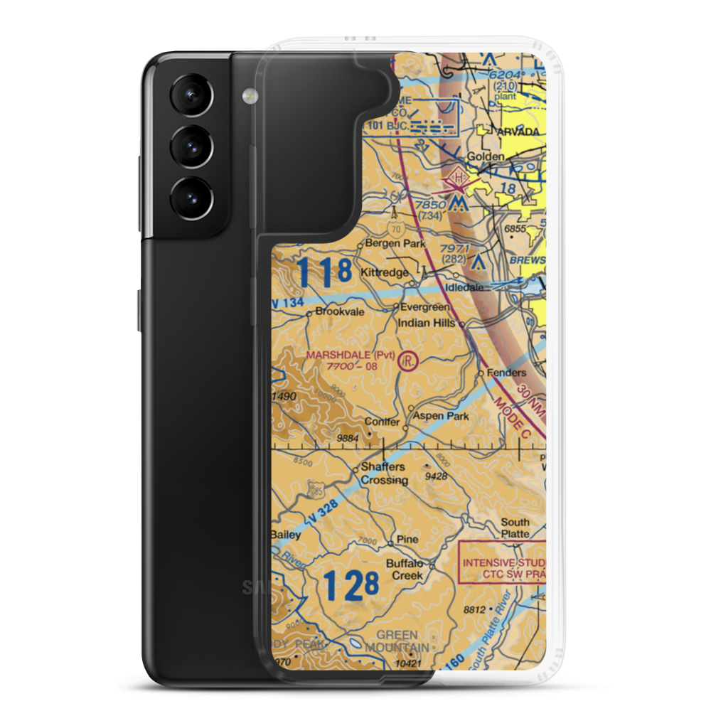 Marshdale STOLport (CO52) VFR Sectional Samsung Case Samsung Galaxy S21 Plus model shown