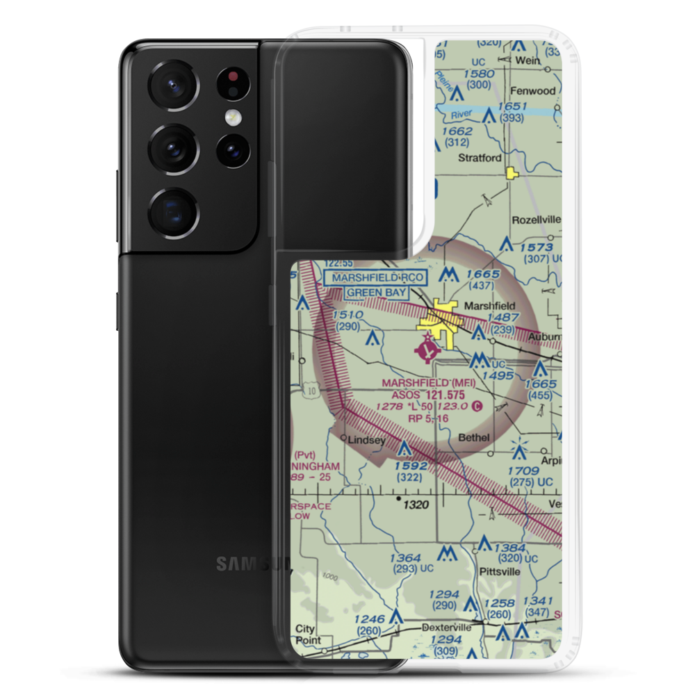 Marshfield Municipal Airport (MFI) VFR Sectional Samsung Case Samsung Galaxy S21 Ultra model shown