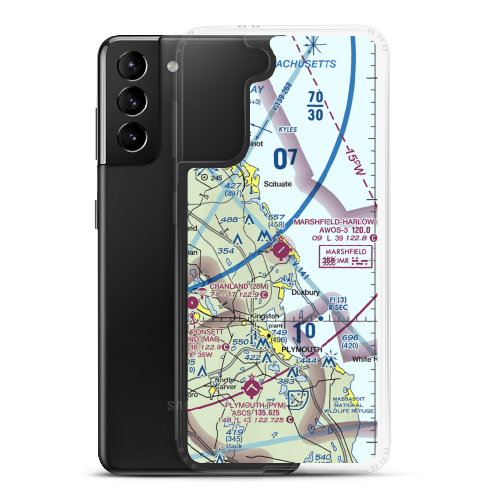 Marshfield Municipal George Harlow Field (GHG) VFR Sectional Samsung Case Samsung Galaxy S21 Plus model shown