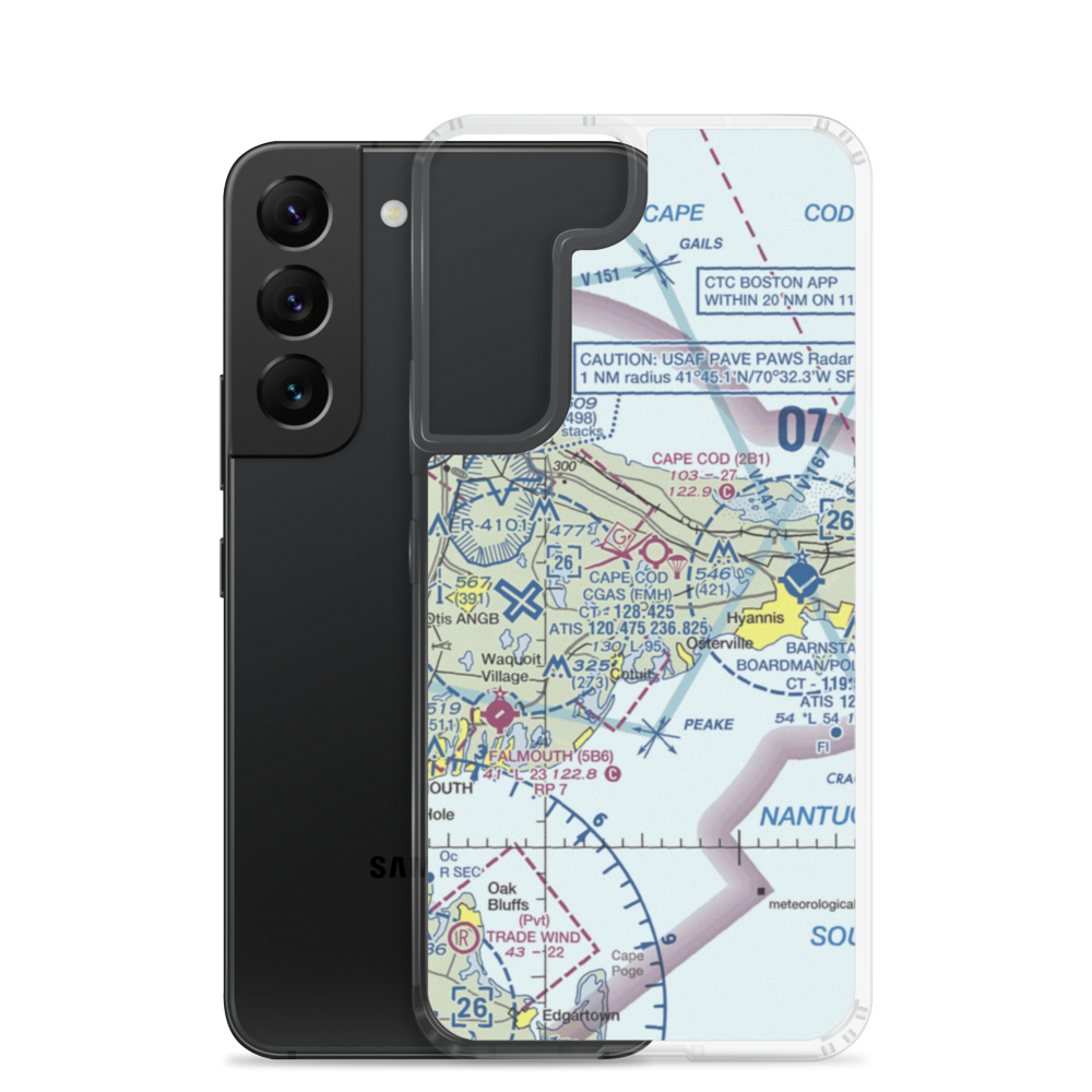 Marston Mills Seaplane Base (MA12) VFR Sectional Samsung Case Samsung Galaxy S22 model shown