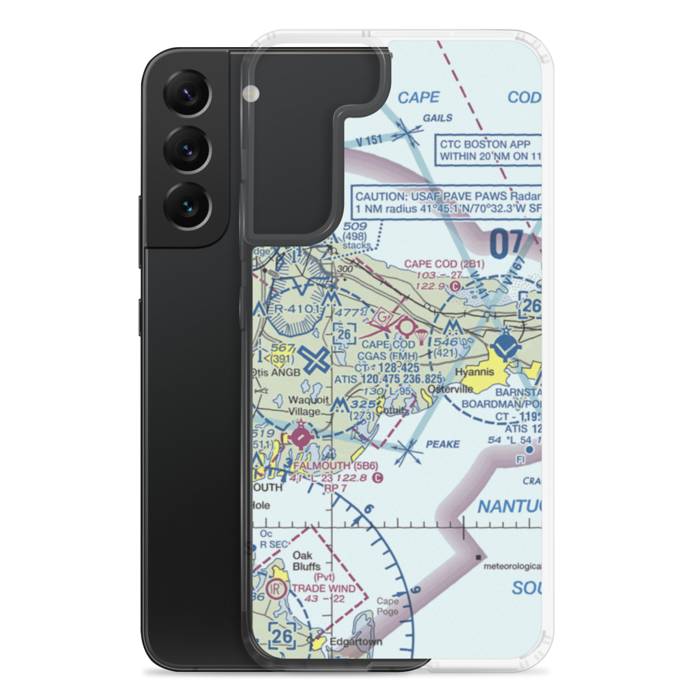 Marston Mills Seaplane Base (MA12) VFR Sectional Samsung Case Samsung Galaxy S22 Plus model shown
