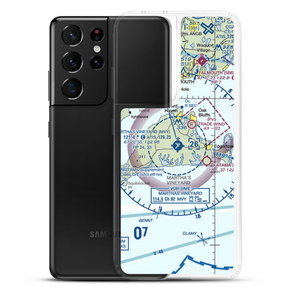 Martha's Vineyard Airport (MVY) VFR Sectional Samsung Case Samsung Galaxy S21 Ultra model shown