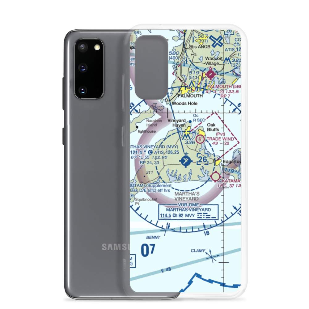 Martha's Vineyard Airport (MVY) VFR Sectional Samsung Case Samsung Galaxy S20 model shown