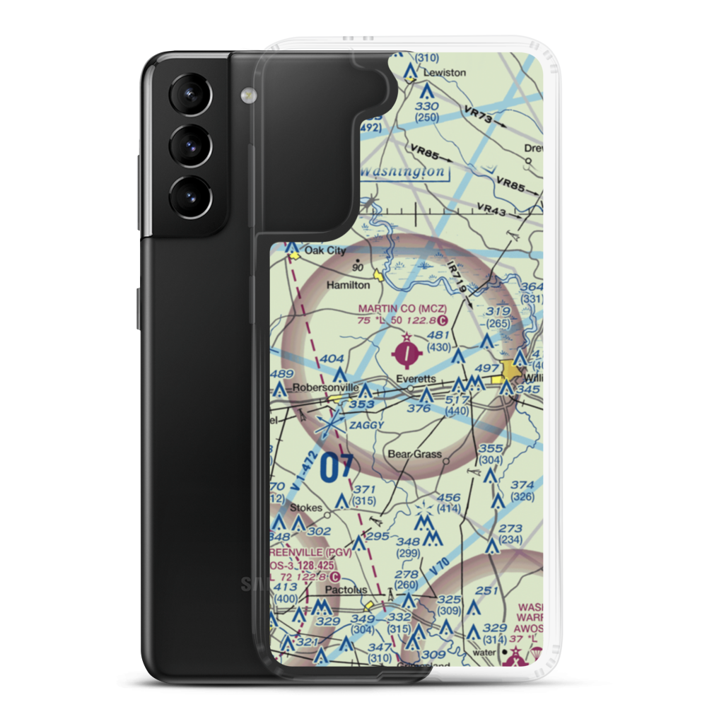 Martin County Airport (MCZ) VFR Sectional Samsung Case Samsung Galaxy S21 Plus model shown