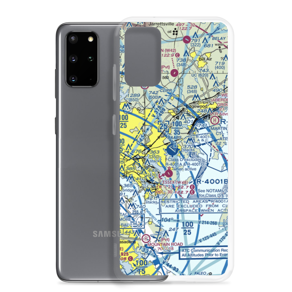 Martin State Airport (MTN) VFR Sectional Samsung Case Samsung Galaxy S20 Plus model shown