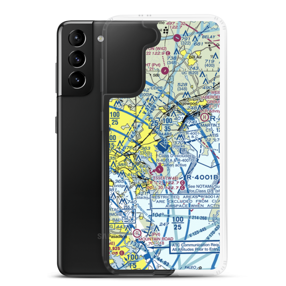 Martin State Airport (MTN) VFR Sectional Samsung Case Samsung Galaxy S21 Plus model shown