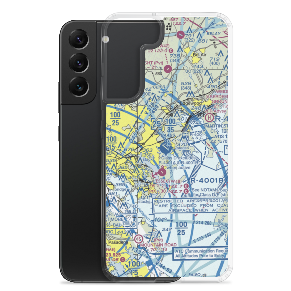 Martin State Airport (MTN) VFR Sectional Samsung Case Samsung Galaxy S22 Plus model shown