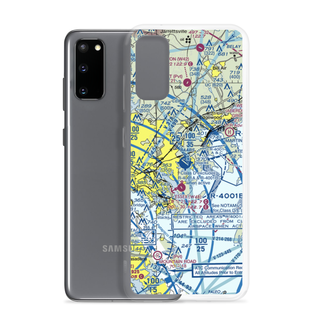 Martin State Airport (MTN) VFR Sectional Samsung Case Samsung Galaxy S20 model shown