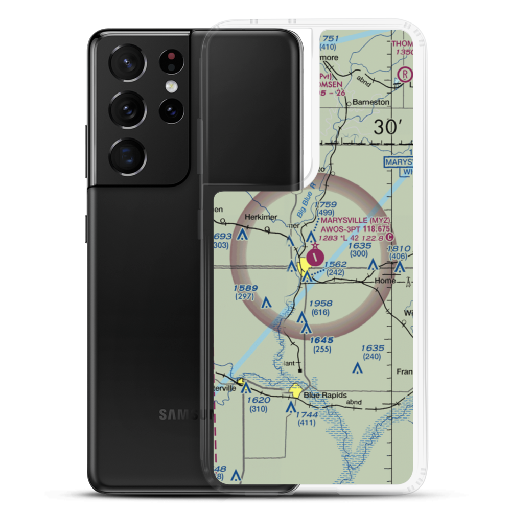 Marysville Municipal Airport (MYZ) VFR Sectional Samsung Case Samsung Galaxy S21 Ultra model shown