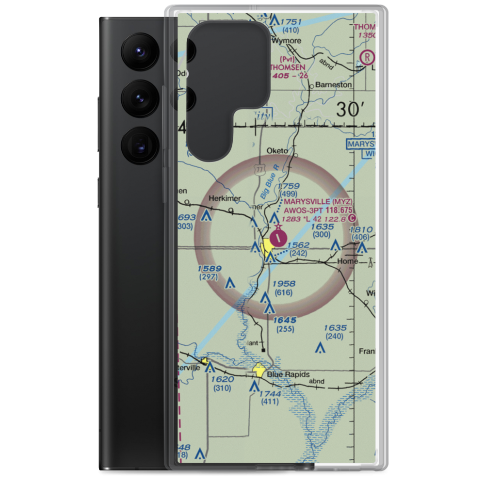 Marysville Municipal Airport (MYZ) VFR Sectional Samsung Case Samsung Galaxy S22 Ultra model shown