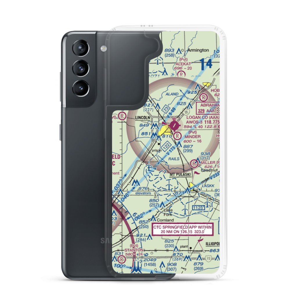 Mason Airport (39IL) VFR Sectional Samsung Case Samsung Galaxy S21 model shown