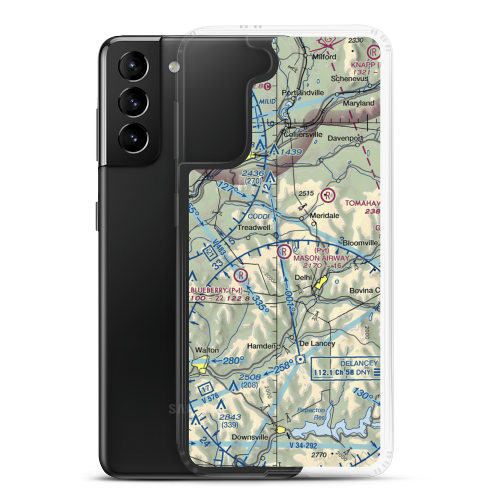 Mason Airway Airport (9NY6) VFR Sectional Samsung Case Samsung Galaxy S21 Plus model shown