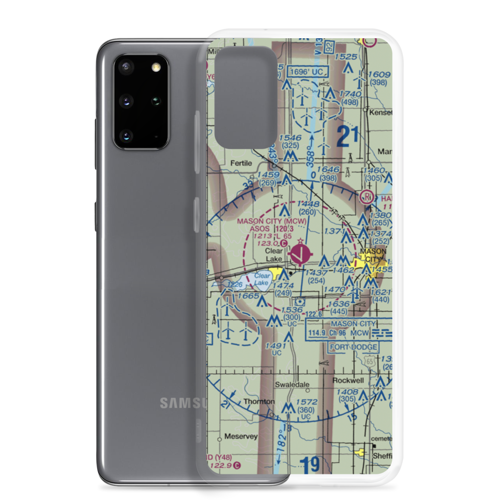 Mason City Municipal Airport (MCW) VFR Sectional Samsung Case Samsung Galaxy S20 Plus model shown