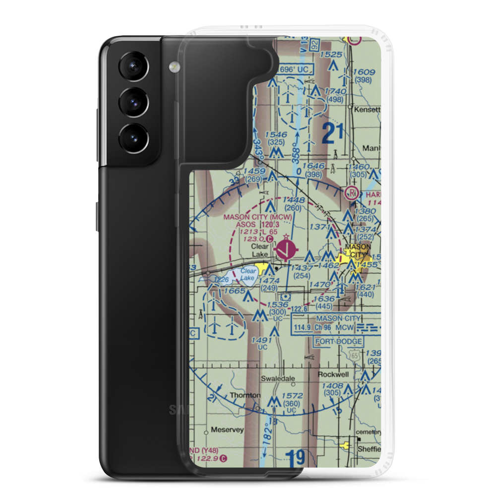 Mason City Municipal Airport (MCW) VFR Sectional Samsung Case Samsung Galaxy S21 Plus model shown