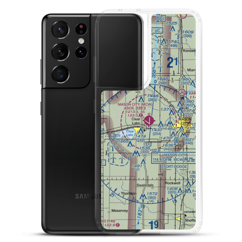 Mason City Municipal Airport (MCW) VFR Sectional Samsung Case Samsung Galaxy S21 Ultra model shown