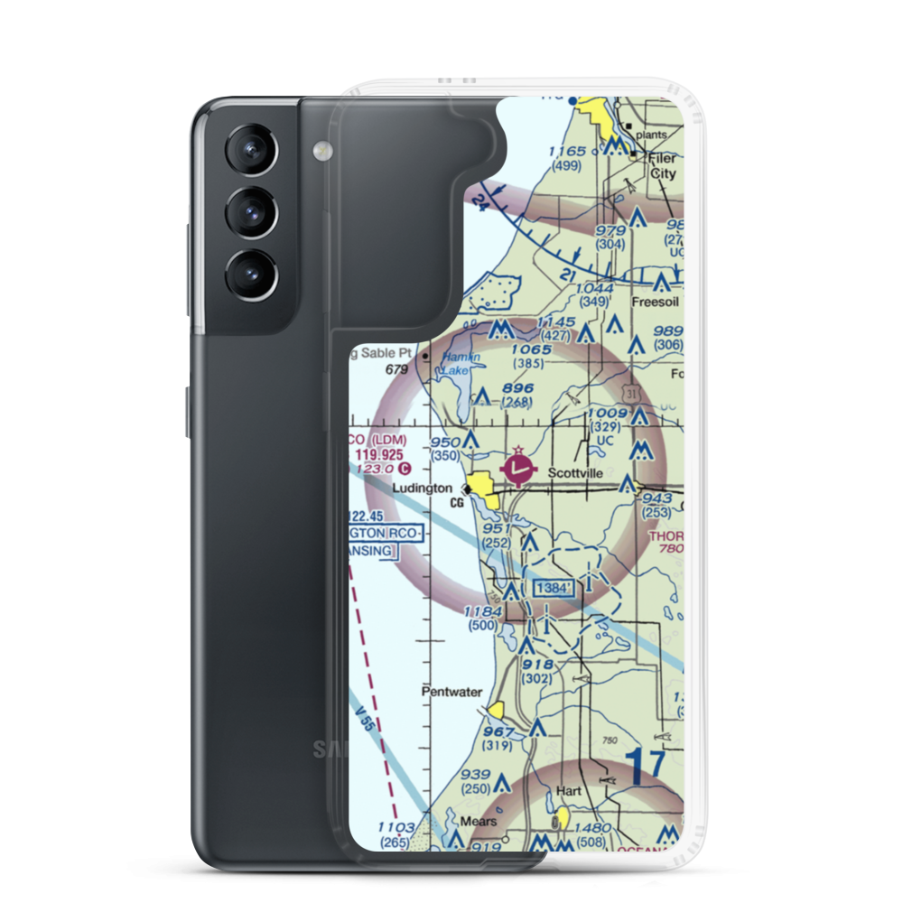 Mason County Airport (LDM) VFR Sectional Samsung Case Samsung Galaxy S21 model shown