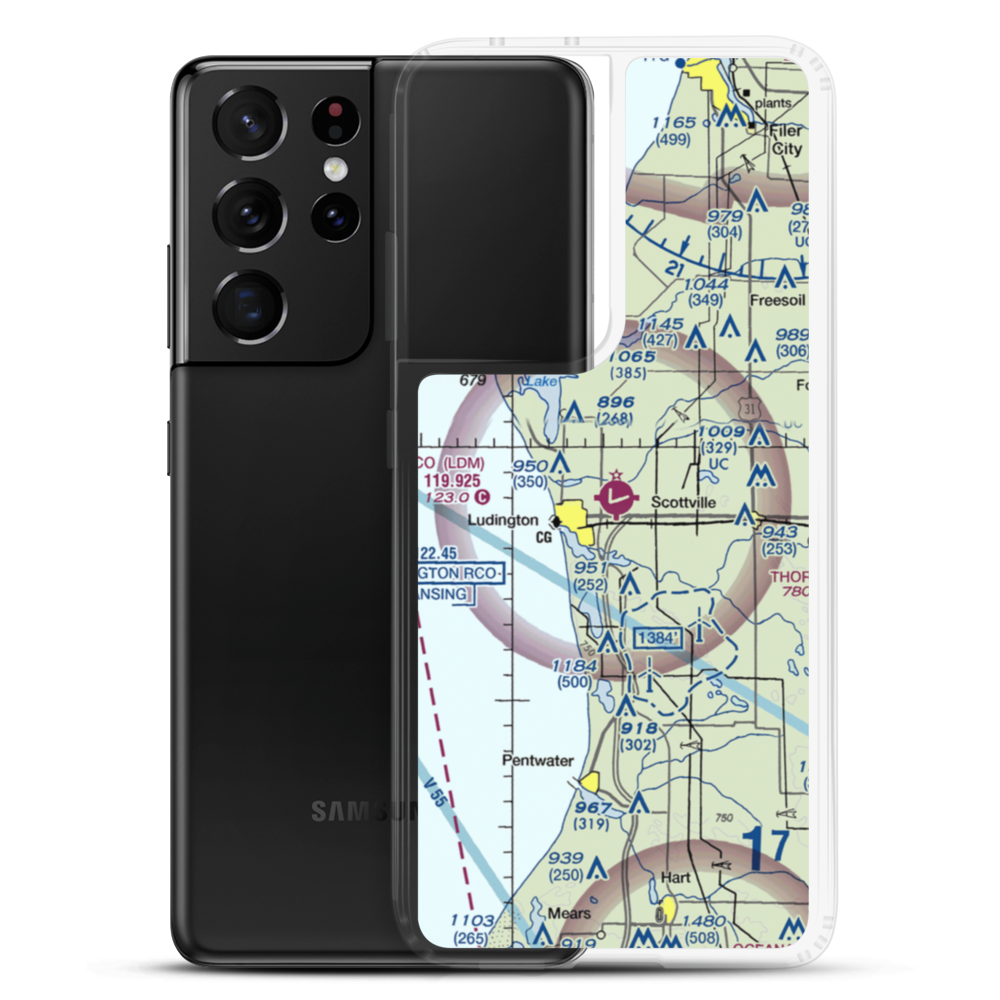 Mason County Airport (LDM) VFR Sectional Samsung Case Samsung Galaxy S21 Ultra model shown