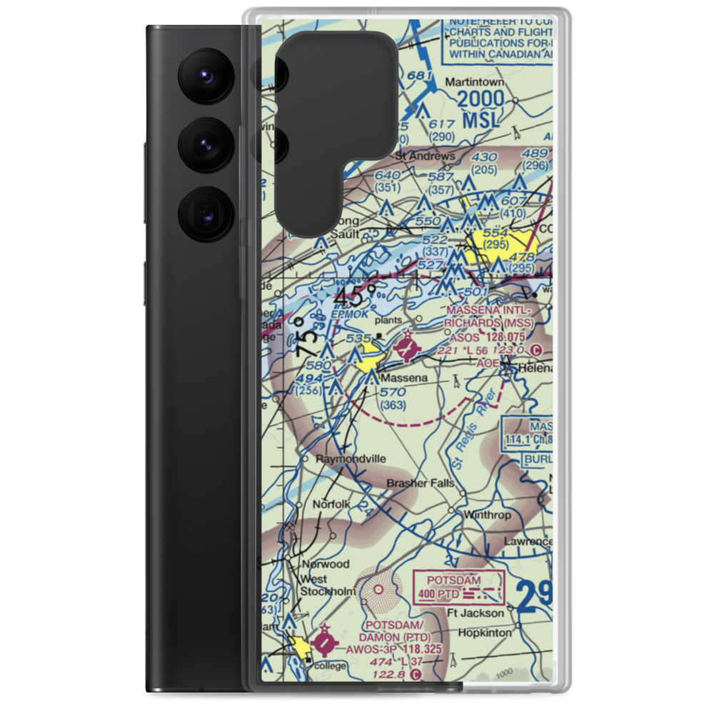 Massena International Richards Field (MSS) VFR Sectional Samsung Case Samsung Galaxy S22 Ultra model shown
