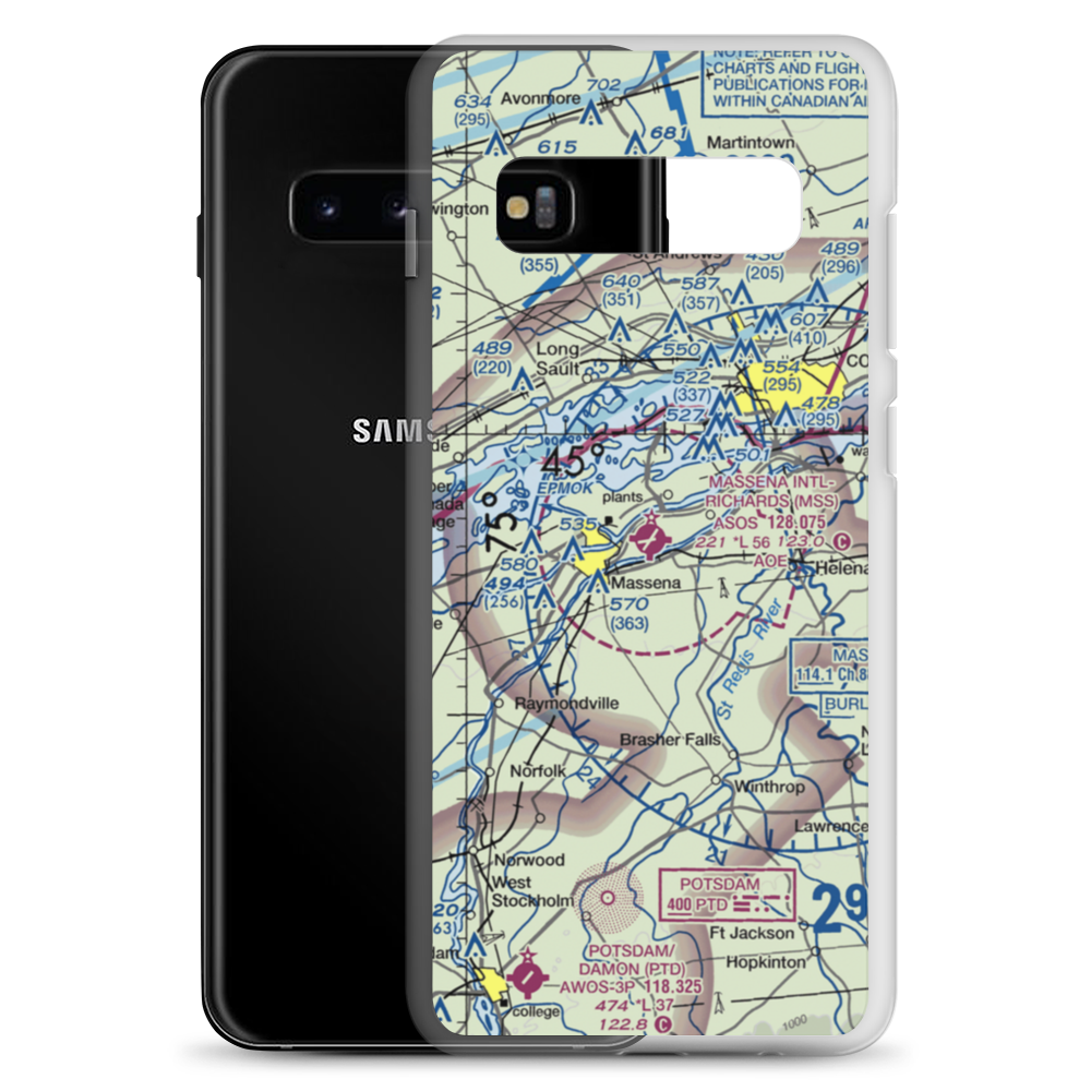 Massena International Richards Field (MSS) VFR Sectional Samsung Case Samsung Galaxy S10+ model shown