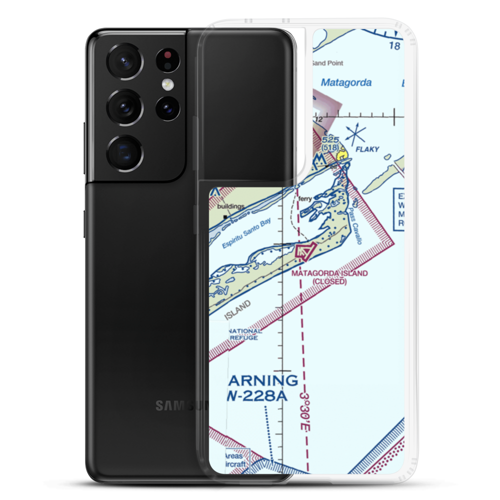 Matagorda Island Air Force Base (MGI) VFR Sectional Samsung Case Samsung Galaxy S21 Ultra model shown
