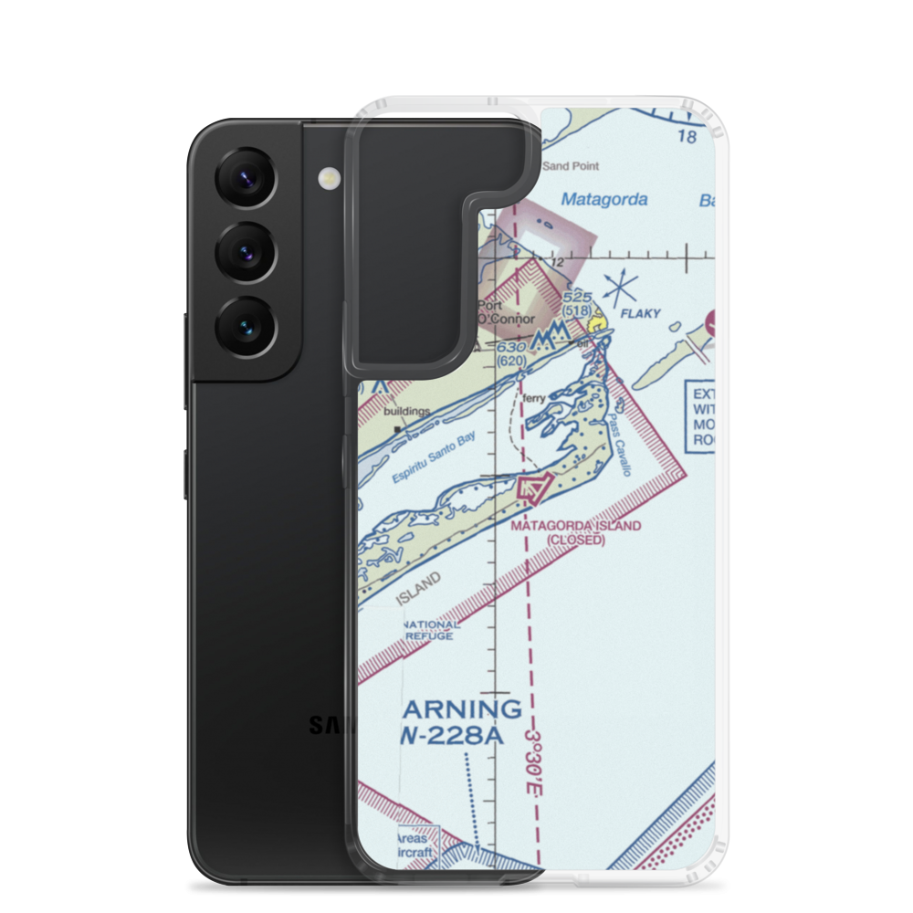 Matagorda Island Air Force Base (MGI) VFR Sectional Samsung Case Samsung Galaxy S22 model shown