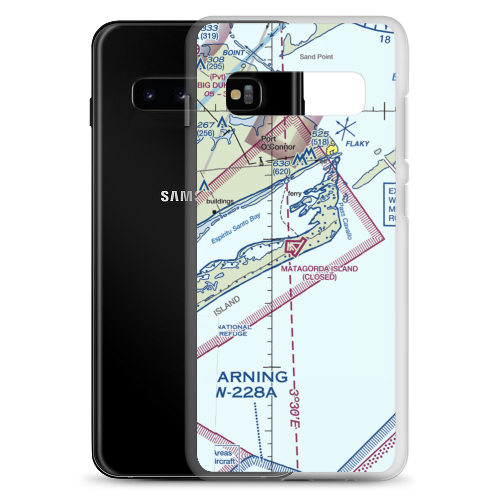 Matagorda Island Air Force Base (MGI) VFR Sectional Samsung Case Samsung Galaxy S10+ model shown