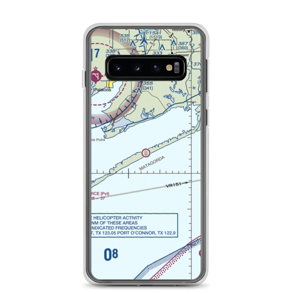Matagorda Peninsula Airport (US-0261) VFR Sectional Samsung Case Samsung Galaxy S10 model shown
