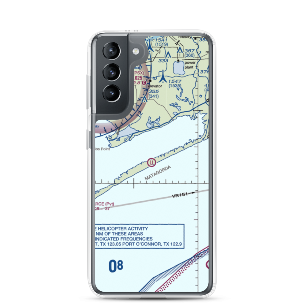 Matagorda Peninsula Airport (US-0261) VFR Sectional Samsung Case Samsung Galaxy S21 model shown
