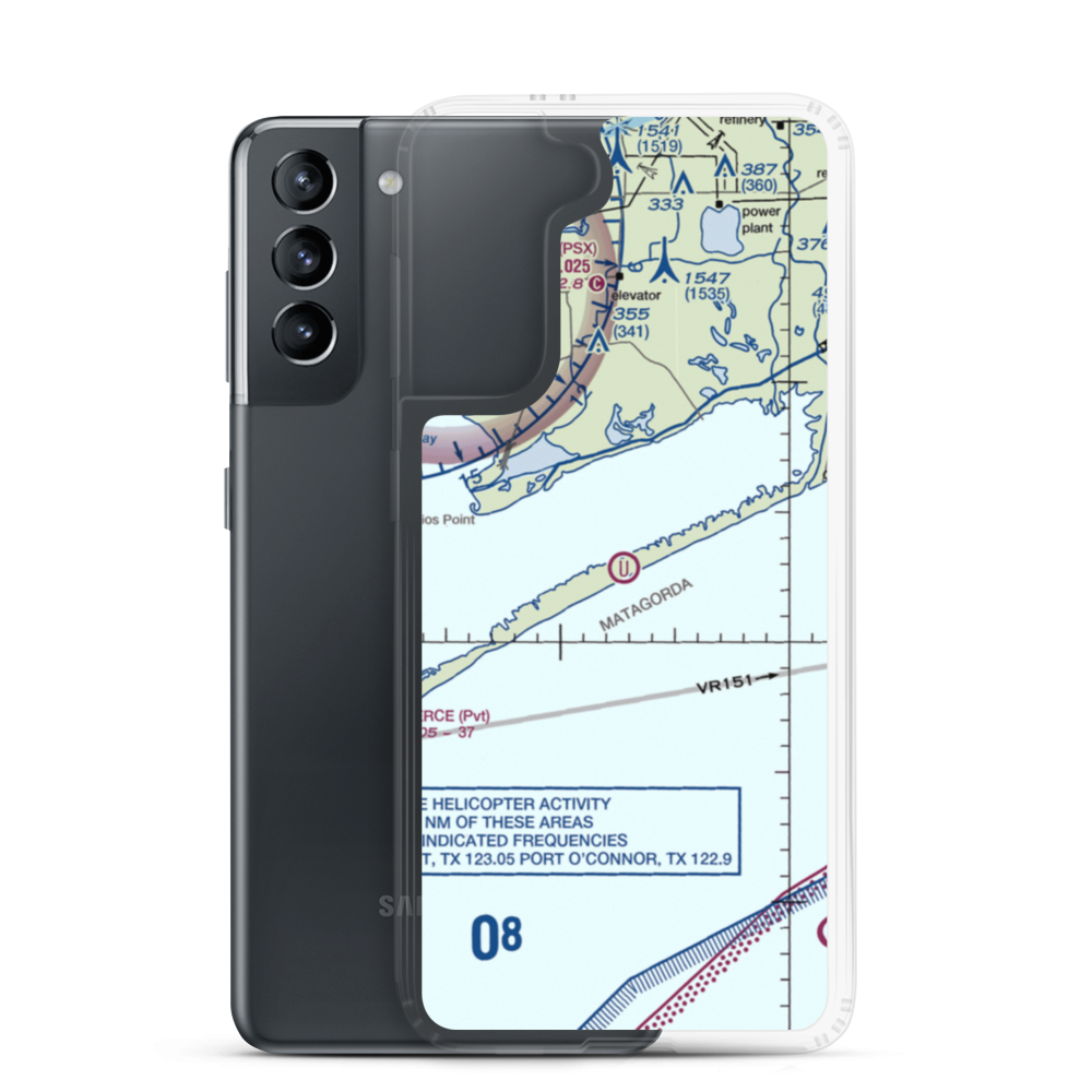 Matagorda Peninsula Airport (US-0261) VFR Sectional Samsung Case Samsung Galaxy S21 model shown