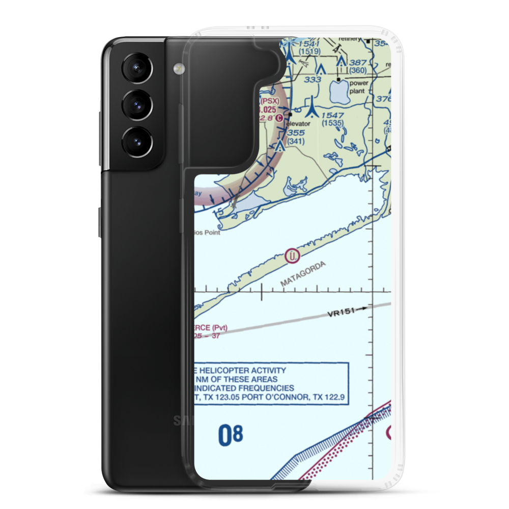 Matagorda Peninsula Airport (US-0261) VFR Sectional Samsung Case Samsung Galaxy S21 Plus model shown