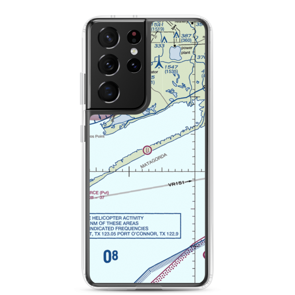Matagorda Peninsula Airport (US-0261) VFR Sectional Samsung Case Samsung Galaxy S21 Ultra model shown