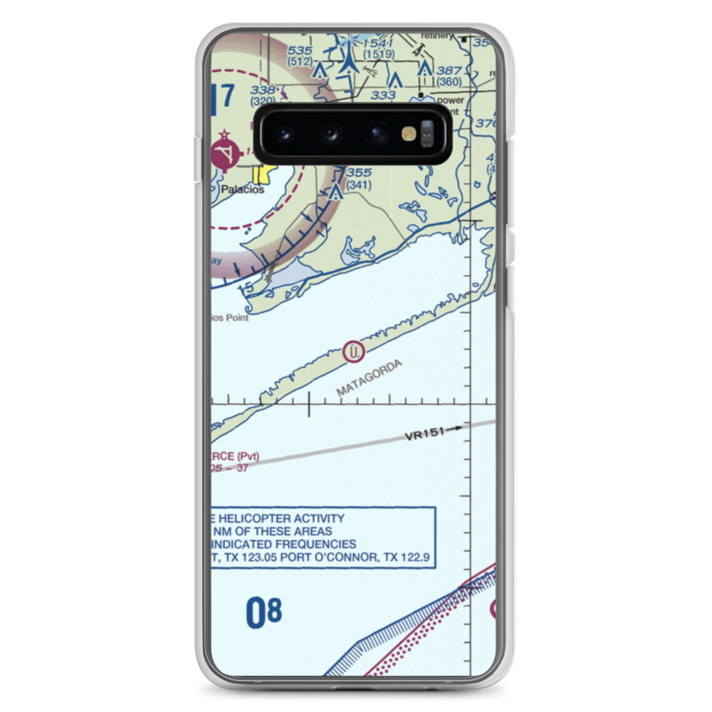 Matagorda Peninsula Airport (US-0261) VFR Sectional Samsung Case Samsung Galaxy S10+ model shown