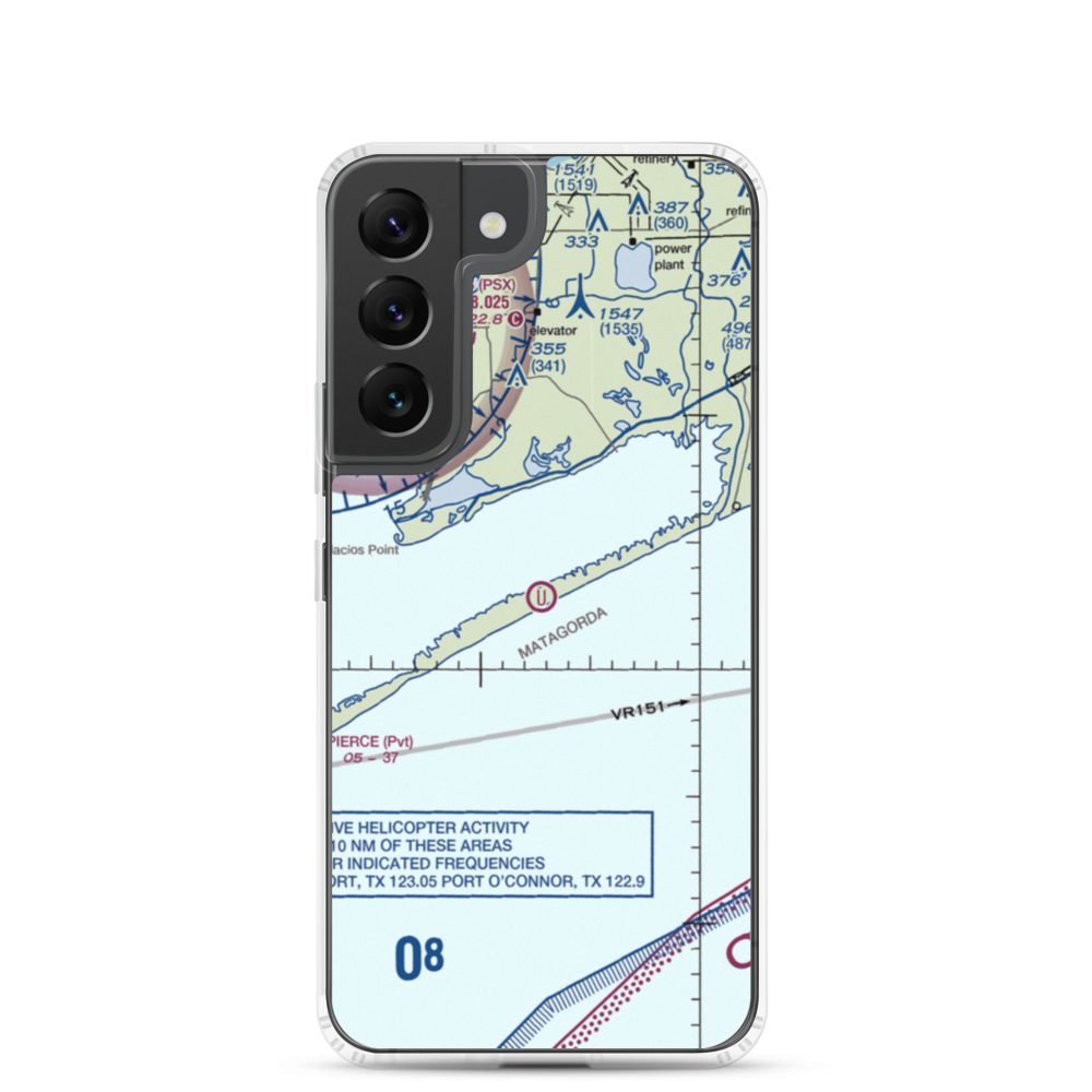 Matagorda Peninsula Airport (US-0261) VFR Sectional Samsung Case Samsung Galaxy S22 model shown