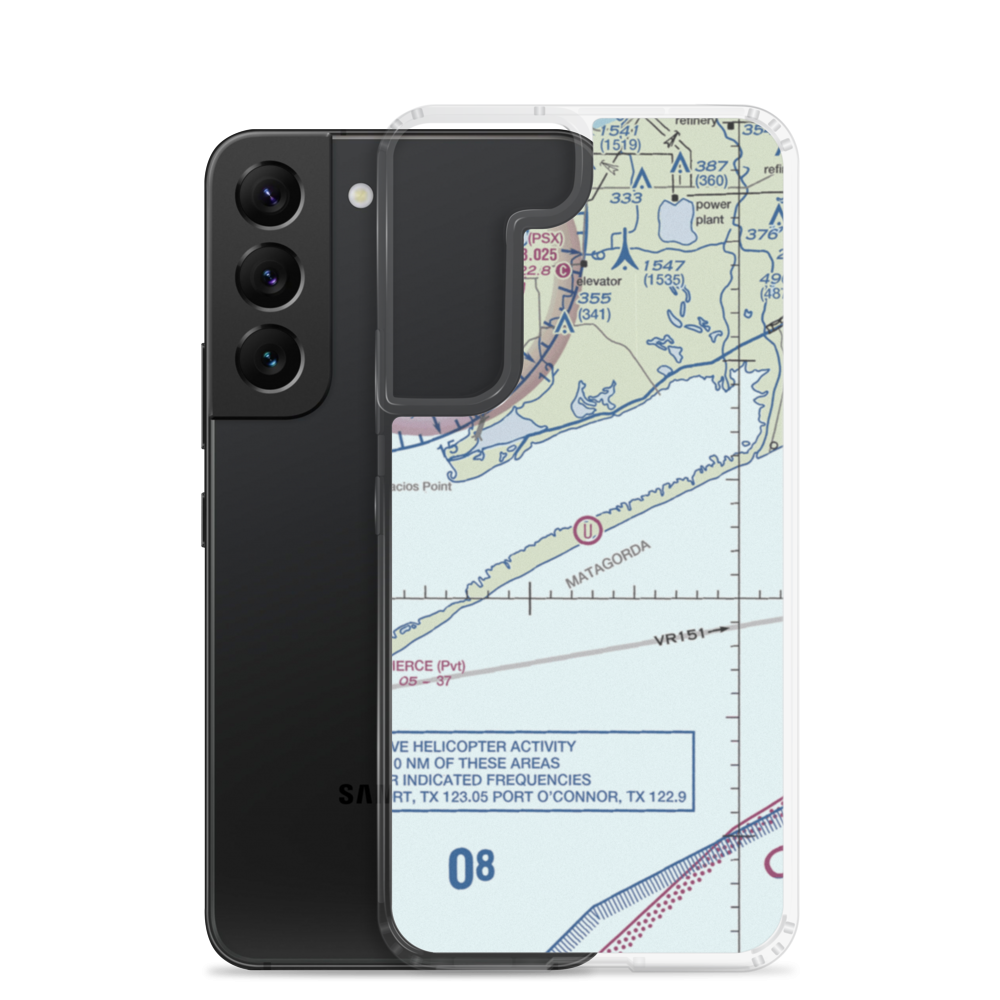 Matagorda Peninsula Airport (US-0261) VFR Sectional Samsung Case Samsung Galaxy S22 model shown