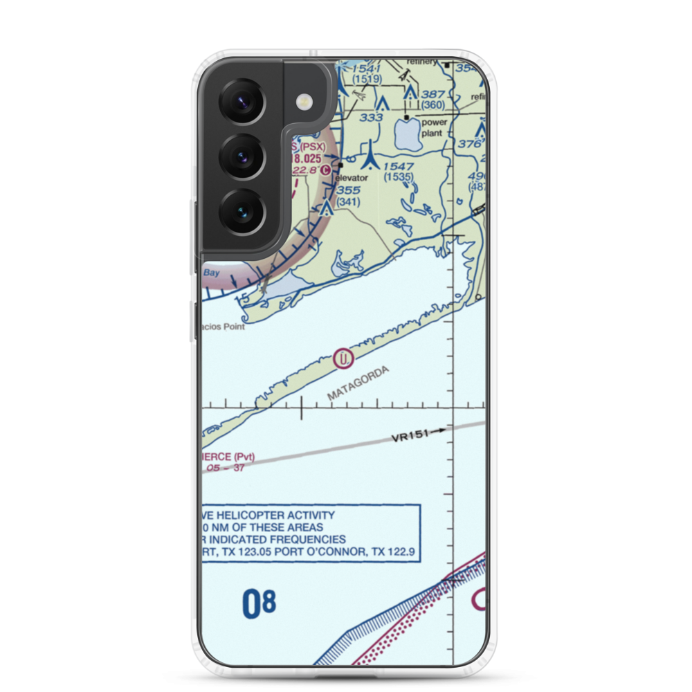 Matagorda Peninsula Airport (US-0261) VFR Sectional Samsung Case Samsung Galaxy S22 Plus model shown
