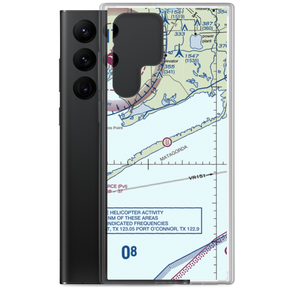 Matagorda Peninsula Airport (US-0261) VFR Sectional Samsung Case Samsung Galaxy S22 Ultra model shown