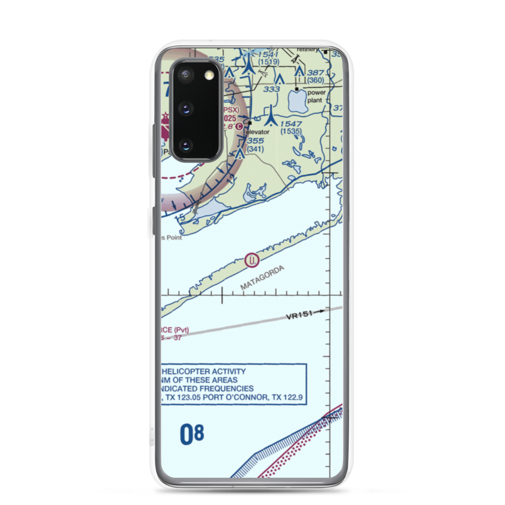 Matagorda Peninsula Airport (US-0261) VFR Sectional Samsung Case Samsung Galaxy S20 model shown