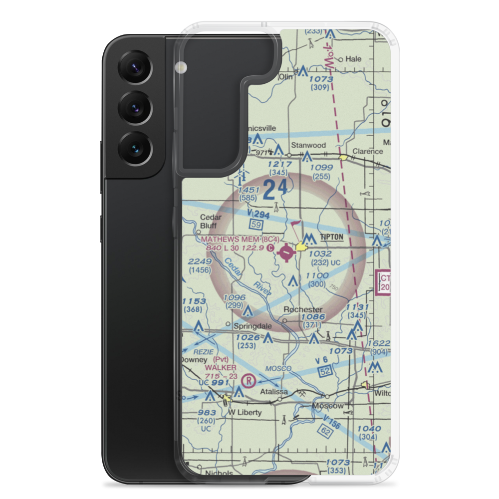 Mathews Memorial Airport (8C4) VFR Sectional Samsung Case Samsung Galaxy S22 Plus model shown
