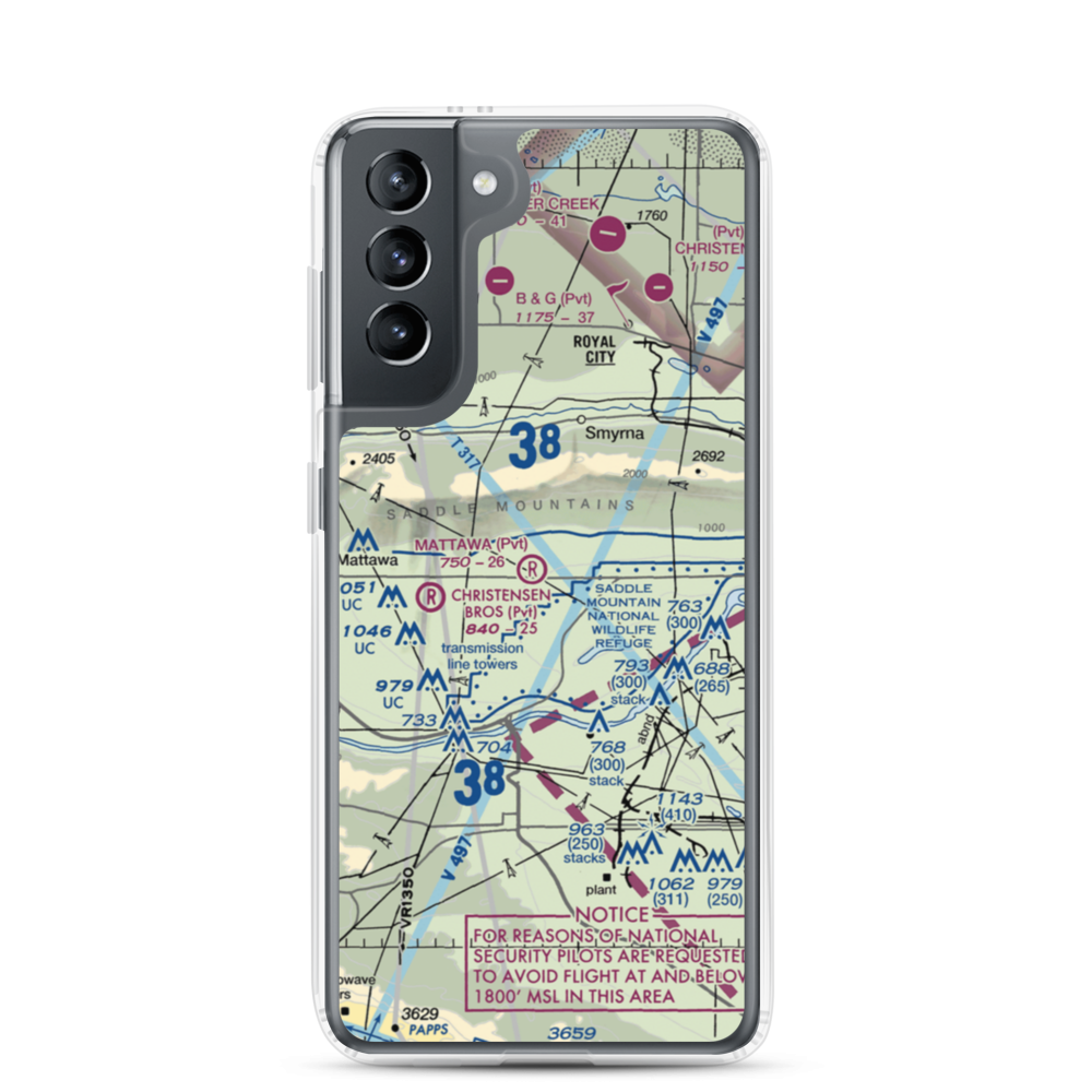 Mattawa Air Strip (74WA) VFR Sectional Samsung Case Samsung Galaxy S21 model shown