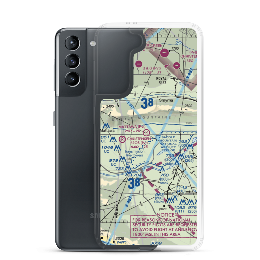 Mattawa Air Strip (74WA) VFR Sectional Samsung Case Samsung Galaxy S21 model shown
